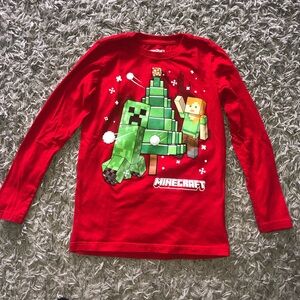 Boys Minecraft Holiday Winter Long Sleeve Shirt, Size 12